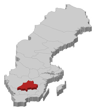 Map of Sweden, Jönköping County highlighted