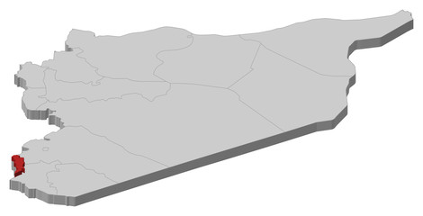 Map of Syria, Quneitra highlighted