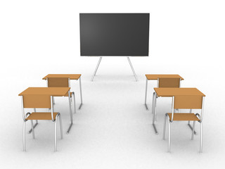Illustration of an empty classroom. Concept of education