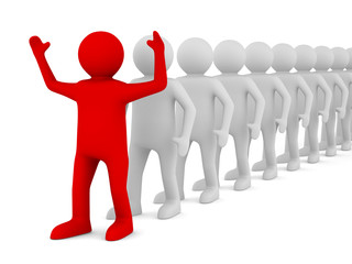 Conceptual image of leadership. Isolated 3D on white