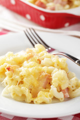 Macaroni and cheese with ham