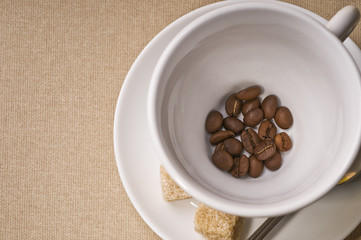 Coffee cup with bean