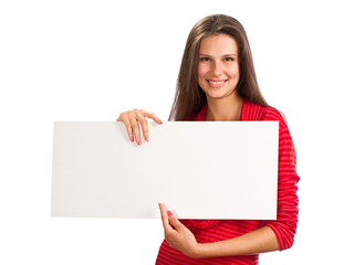 Naklejka premium A young girl with paper in hand