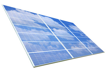 blue sky and white cloud reflection on Solar Panel
