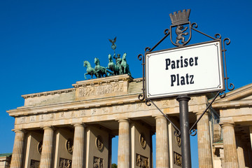 Street sign with Brandenburger Tor