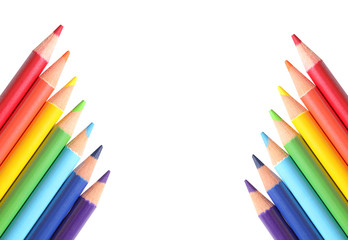 Colored pencils isolated on white background