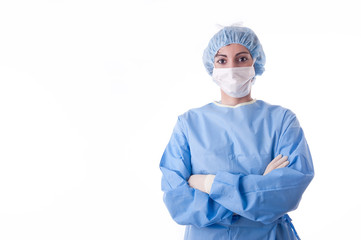 sterile femal nurse or sugeon waiting
