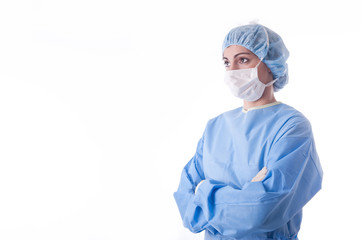 sterile femal nurse or sugeon waiting
