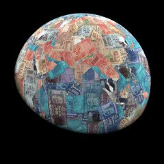 Global currency Rupees with negative effect illustration