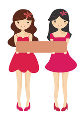 Cute girl with blank message board