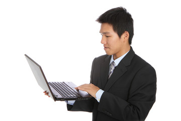 young business man using notebook