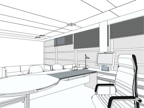 Interior Office Room Vector 05