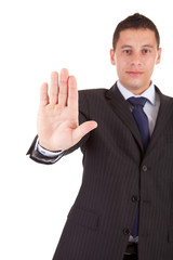 Business man making stop sign