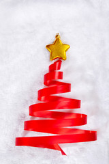 Red ribbon Christmas tree