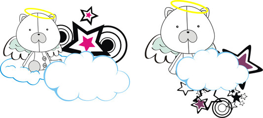 polar bear angel kid cartoon copysapce