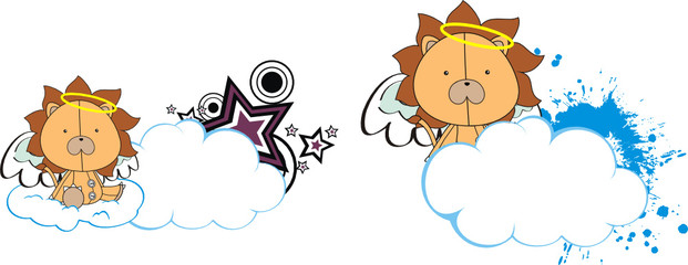 lion angel kid cartoon cloud pack in vector format