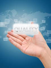 Hand with quality button