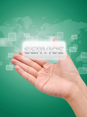 Hand with service button