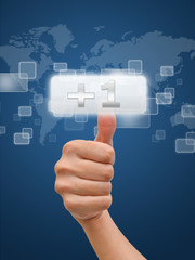 Hand choosing plus one button