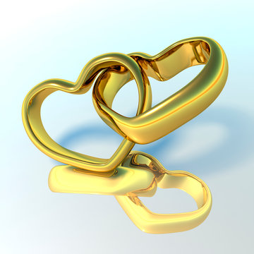 Wedding rings in the shape of hearts