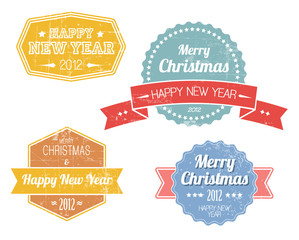 Set of colorful vintage retro Christmas labels