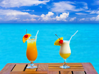 Two cocktails on table