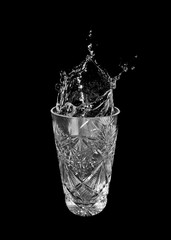 Glass of water and splashes