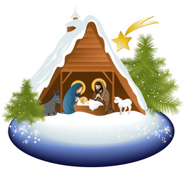 Christmas nativity scene with holy family