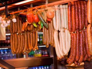 Sausages on market