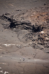 walking on black lava track