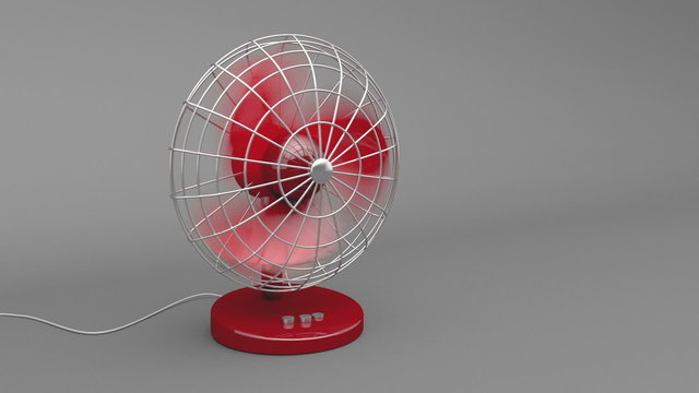 Red electric fan rotate and blow fresh air