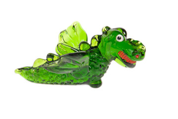 Green glass statuette of a dragon