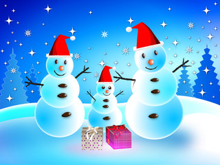 Snowman on Christmas Background. Christmas Backgrounds Series.