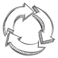 Doodle of three circular arrows