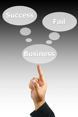 hand pushing business choice