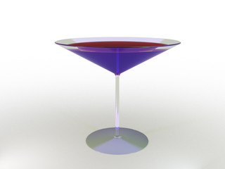 Glass wine glass with colored liquid on a white background.№2