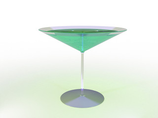 Glass wine glass with colored liquid on a white background.№1