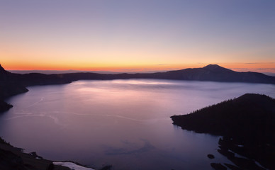 Crater Lake Wizard Island Sunrise Oregon