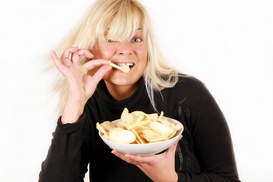 blonde woman with kroepok