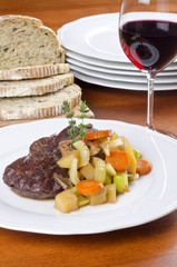 Slow Cooked Beef Shank Served with Red Wine