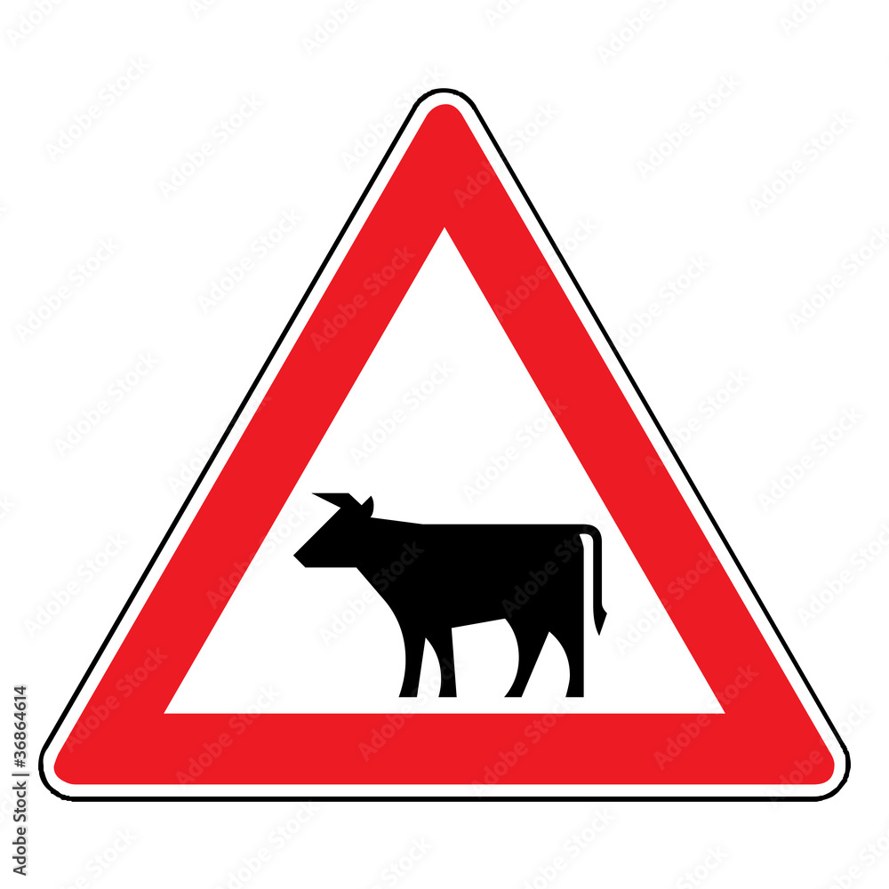 Fototapete Verkehrsschild - 140 Viehtrieb, Tiere