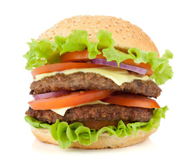 Fresh burger with two beef pieces