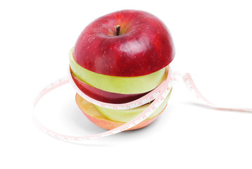 Healthy eating and diet concept:Sliced apple with tape