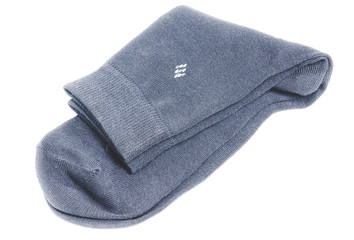 Gray man's sock on a white background.