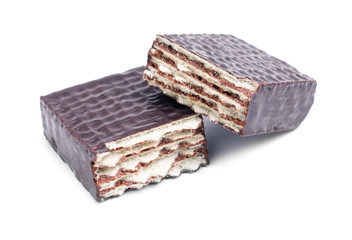 chocolate wafer isolated on a white background