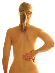 Naklejka premium Ruecken mit einer Hand_FREIGESTELLT