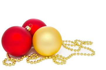 Gold and red christmas balls