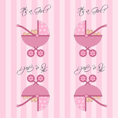Its A Girl Pink Baby Pram  Seamless Tile Background