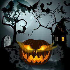 Halloween illustration with Jack O'Lantern