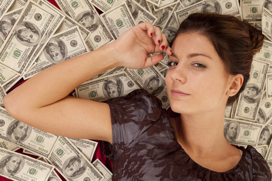 Sexy Woman Dollar Banknotes On White Stock Photo 169958915